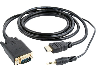 Adapter HDMI M to VGA F +3.5 mm AUX, GEMBIRD A-HDMI-VGA-03
