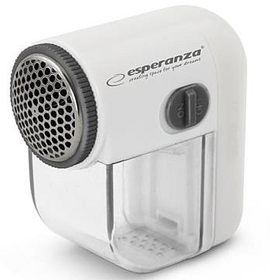 Image Lint Remover Esperanza CUDDLY ECS003E White-Grey;  3 blades for quick lint removing; Size: 8 cm * 7,5 cm * 4 cm; Power supply: batteries 2 x AA Not in