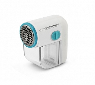Image Lint Remover Esperanza CUDDLY ECS003T White-Turquoise;  3 blades for quick lint removing; Size: 8 cm * 7,5 cm * 4 cm; Power supply: batteries 2 x AA N