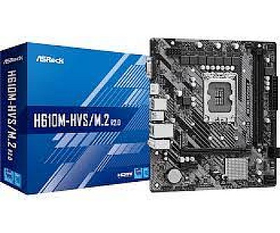 Image MB ASRock H610M-HVS/M.2 R2.0, Socket 1700, Intel® H610 (14/13/12th Gen CPU), Dual 2xDDR4-3200, VGA, HDMI, DP, CPU Intel graphics, 1xPCIe X16 4.0, 4xSA