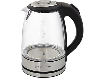 Image Kettle Esperanza YOSEMITE EKK012  Glass with LED light, 2200W, 1,7l, boil dry safety cut-off, concealed heating element