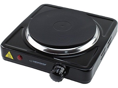 Image Electric Hot Plate Esperanza PINATUBO EKH002K Black, 1500W 5 temperature degrees thermostatic protection against overheating The indicator light (on /