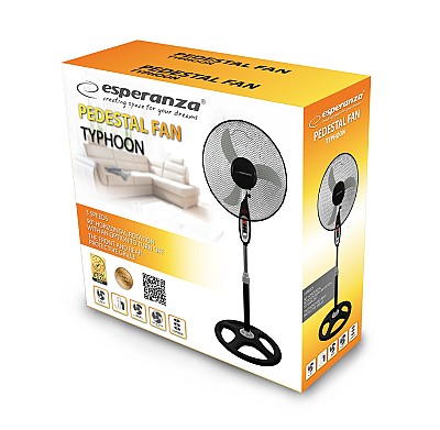 Image Cooling Fan Esperanza TYPHOON EHF002KE Black/Black, 40cm, 50W, Speed levels 3, Cable length: 1,5m