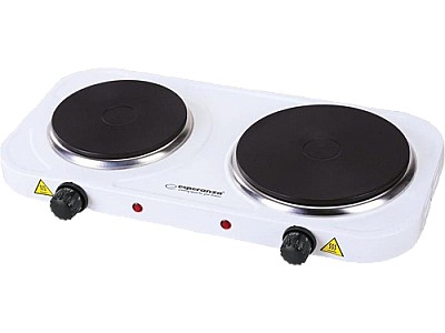 Image Electric Hot Plate Esperanza YELLOWSTONE EKH007W White, 2500W (1x1500W, 1x1000W), 2 heating plates with a diameter of 18.8 cm and 15.5 cm, External di
