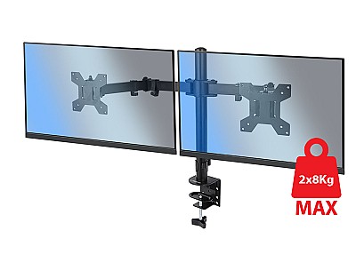 Image Arm for 2 monitor 10"-27"  Esperanza SYLEN ERW018, Adjustable desk display mounting arm, Tilt adjustment (up/down): +80o/-90o, Right/left adjustment: