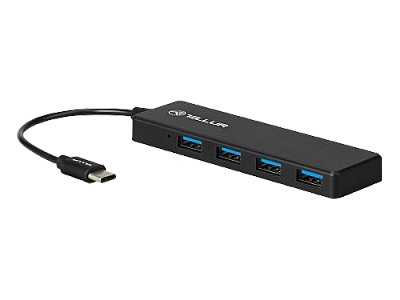 Hub Type-C Tellur cu 4 porturi USB 3.0, negru