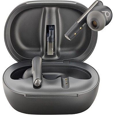 Image Casti Poly Voyager Free 60 + UC M Carbon Black Earbuds + BT700 USB-C Adapter +Touchscreen Charge Case