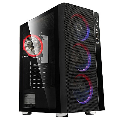 Image Case SPACER - gaming, Middle Tower, ATX, "RAINBOW", fara sursa,sticla securizata, 4 x fan, USB 2.0 x 2, USB 3.0 x 1, HD-Audio, mesh, fan controller