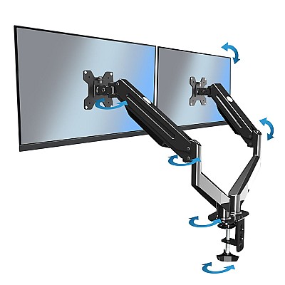 Image Arm for 2 monitor 10"-27"  Esperanza MACHE ERW020, Adjustable desk display mounting arm, Gas spring Max load: 2x6 kg, VESA 75/100 mm, Tilt adjustment