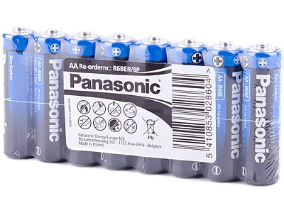 Baterie Panasonic Carbon Zinc, AA Shrink pack x 8,   R6BER/8P