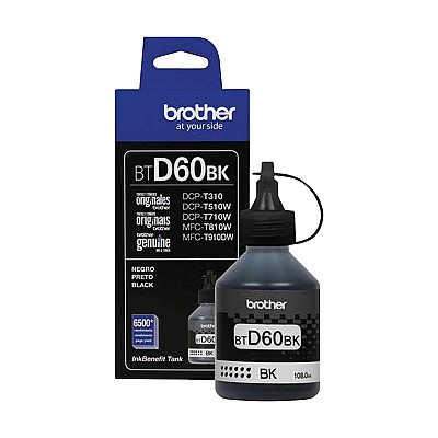 Ink Bottle for Brother BTD60BK for DCP-T310, DCP-T510W, DCP-T710W, MFC-T810W, MFC-T910DW  Black, Approx. 6500 pages