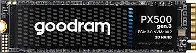 Image M.2 NVMe SSD 1.0TB  GOODRAM PX500 Gen.3, PCIe3.0 x4 / NVMe1.4, M2 Type 2280, Read: 3300 MB/s, Write: 2700MB/s, 3D NAND,  SSDPR-PX500-01T-80-G3