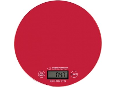 Image Kitchen Scale Esperanza MANGO EKS003R Red  Touch buttons, Maximum capacity: 5000g, Division: 1g, Four units of measure: g /lb/oz/kg, Tare Function, Ov