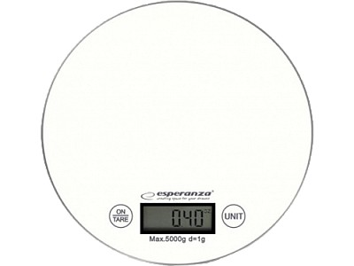 Image Kitchen Scale Esperanza MANGO EKS003W White  Touch buttons, Maximum capacity: 5000g, Division: 1g, Four units of measure: g /lb/oz/kg, Tare Function,