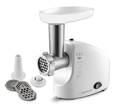 Image Meat Grinder Esperanza PATE EKM021 600W, stainless steel knife for long time use, metal spiral drive, 3 discs with different diameter holes (2,7mm, 4m