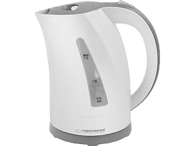 Kettle Esperanza AMAZON EKK022 2200W, 1,7l,  concealed heating element, 360° swivel base, auto shut-off after boiling, white-grey