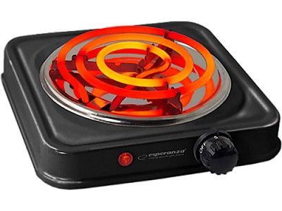 Electric Hot Plate Esperanza ETNA EKH012K, 1000W Black, 5 temperature degrees thermostatic protection against overheating The indicator light (on / of