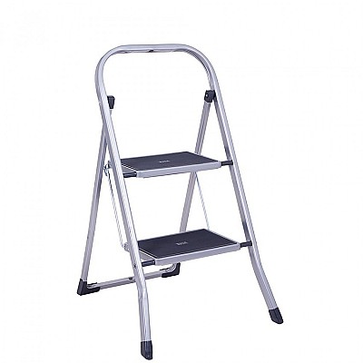 Scara de metal SUPER MAX 2 2122, 2 trepte, 90 x 48 x 6 cm, h-83 cm, max. 150 kg, antialunecare, culoare inox