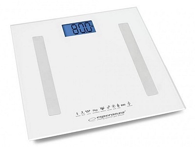 Image Bluetooth Scale Esperanza 8in1 EBS016W  White, measurement:  body weight [kg], body fat content [%], water content in the body [%], muscle weight [kg]