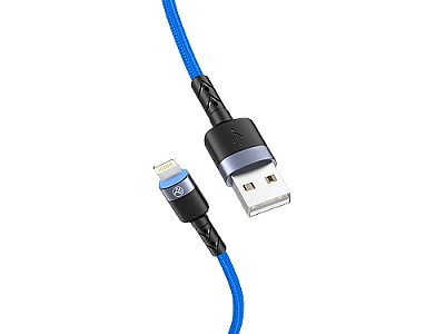 Image Cable USB - Lightning, cu LED, Nylon, 3A, 1.2m, Tellur Blue  TLL155364
