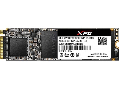Image M.2 NVMe SSD 256GB  ADATA XPG SX6000 PRO, PCIe3.0 x4 / NVMe1.3, M2 Type 2280 , Read: 2100 MB/s, Write: 1200 MB/s, Controller Realtek, 2nd gen 3D TLC N