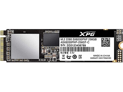 Image M.2 NVMe SSD 256GB  ADATA XPG SX8200 PRO, PCIe3.0 x4 / NVMe1.3, M2 Type 2280 , Read: 3500 MB/s, Write: 3000 MB/s, Controller SMI, 3D NAND TLC,  ASX820