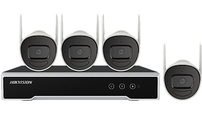 Kit Recorder NVR NK42W0H(D) + 4 Wi-Fi Bullet Cameras DS-2CV1021G1-IDW, 2Mpix, 1/2.7", 2.8mm