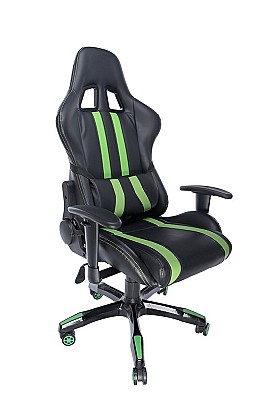 Image Gaming chair SPACER  SPCH-TRINITY-GRN  Black-Green, Synthetic PU,120 kg max., Adjustable Back Angle 90°- 135°, Armrests ajustable, Pillow-2