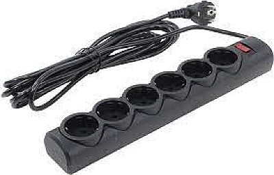 Image Prelungitor cu protectie Defender DFS153 black 3m, 6 sockets