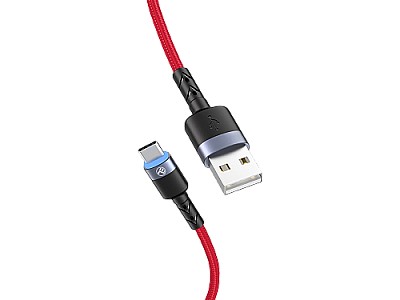 Cable USB - Type-C, cu LED, 3A, 1.2m, Tellur Red  TLL155334