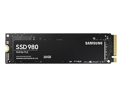 M.2 NVMe SSD 250GB  Samsung 980 , PCIe3.0 x4 / NVMe1.3, M2 Type 2280, Read: 3500 MB/s, Write: 2300 MB/s, Read /Write: 250,000/550,000 IOPS, Controller