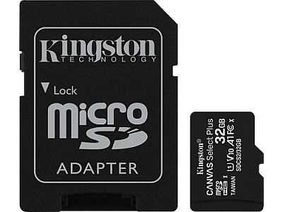 Image 32GB Kingston microSD Class10 UHS-I  U1 V10  A1 + SD adapter Canvas Select Plus, Up to: 100MB/s