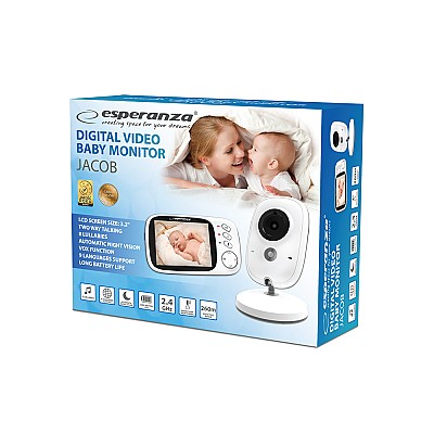 Image Baby monitor Esperanza JACOB EHM002, LCD 3.2",  Range: 50m indoor, 260m outdoor, Automatic night vision, VOX function, Long battery life (up to 20 hou