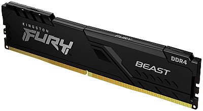 16GB DDR4-3600  Kingston FURY Beast DDR4, PC28800, CL18, 1.35V, Auto-overclocking, Asymmetric BLACK heat spreader, Intel XMP Ready  KF436C18BB/16