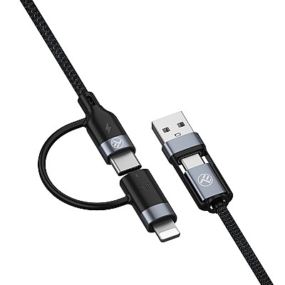 Image Cablu 4in1 Tellur USB/Type-C to Type-C (PD65W)/Lightning (PD20W), 1m, negru