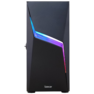 Image Case SPACER - gaming, MiddleTower, ATX,"THUNDER", fara sursa, usa sticla securizata,USB 2.0 x 2, USB 3.0 x 1,Jack 3.5mm x 2, mesh"SPGC-THUNDER""