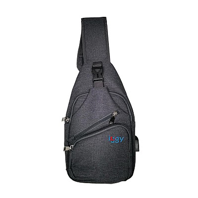 Image Rucsac Sling Iggy, polyester,1 bretea, 1 compartiment principal, 2 compartimente frontale, 32x16x6.9cm, mufa USB incarcare+cablu, gri,"IGSL-SLING-GY"