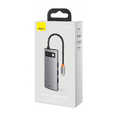 Image Docking Station Baseus Metal Gleam 5-in-1, USB Type-C to 3xUSB 3.0, Type C PD 100W, HDMI 4K@60Hz, Gray  CAHUB-CX0G