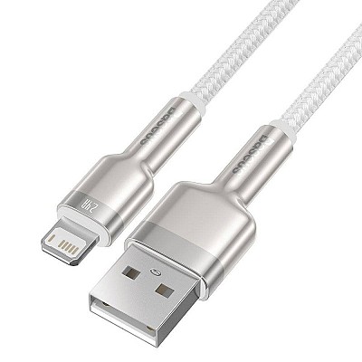 Image Cable USB - Lightning, 2.4A, 2m, Baseus Cafule Metal White  CALJK-B02