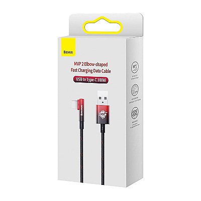 Image Cable USB - Type-C, Braided, 100W, 2m, 90°, Baseus MVP2 Black-Red  CAVP000520
