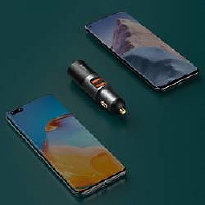 Image USB Car Charger - Baseus Share Together, 2xUSB (U + U + Lighter), 120W, Gray  CCBT-D0G