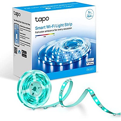 Tapo L900-5 Smart Light Strip, Multicolor,SPEC: 2.4 GHz Wi-Fi, 802.11b/g/n, one 16.4 ft/5m LED light strip(cut to size every 10cm), one adapter, one c