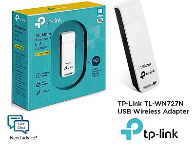 TP-LINK TL-WN727N 150Mbps Wireless N USB Adapter, Mediatek, 1T1R, 2.4GHz, 802.11b/g/n