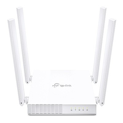 TP-LINK Archer C24, "AC750 Dual Band Wi-Fi Router, SPEED: 300 Mbps at 2.4 GHz + 433 Mbps at 5 GHz, SPEC: 4×Antennas, 1×10/100M WAN Port, 4×E10/100M LA