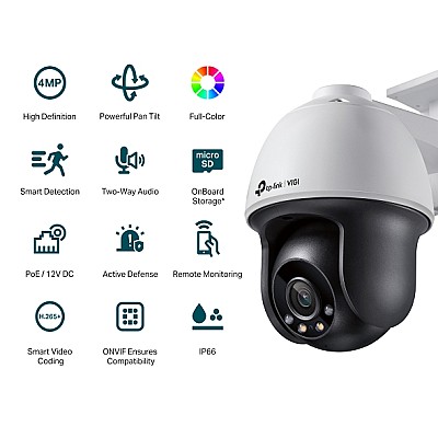 Image IP Turret Camera Tp-Link VIGI C540 Outdoor IP66,4mp, 4 mm, IR30M,F1.6 up to 2560×1440, H.265+/H.265/H.264+//H.264,MicroSD up to 256Gb