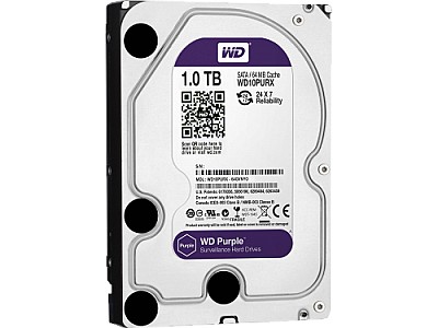 3.5" HDD 1.0TB Western Digital  Purple, 5400rpm,64MB, SATAIII (for video)  WD10PURZ