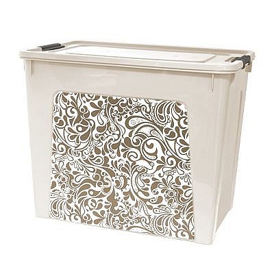 124059 Container universal pentru depozitare ALEANA Smart Box cu decor Home 40.0 l, 49x32x39 cm