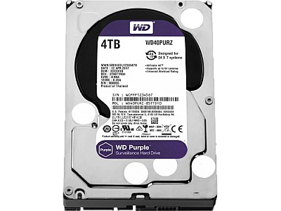 3.5" HDD 4.0TB Western Digital  Purple, 5400rpm,64MB, SATAIII (for video)  WD40PURZ