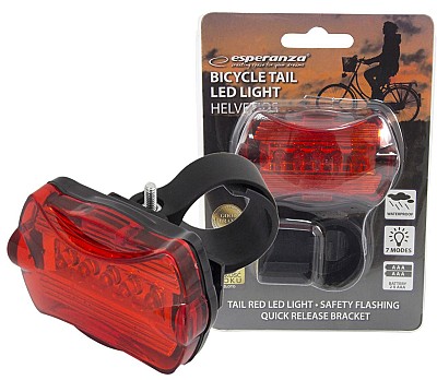 Bike Tail Led Light Esperanza EOT008 HELVETIOS, 5 powerful LED, strong red light, 7 lighting mode, splash resistant, Power supply: 2 AAA batteries, no