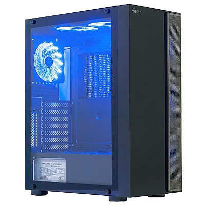 Image Case SPACER - gaming, Middle Tower, ATX, "ICE-HERO", fara sursa, sticlasecurizata,6x fan USB 2.0 x 2, USB 3.0 x 1,HD Audio, black "SPCS-GC-ICE-HERO"